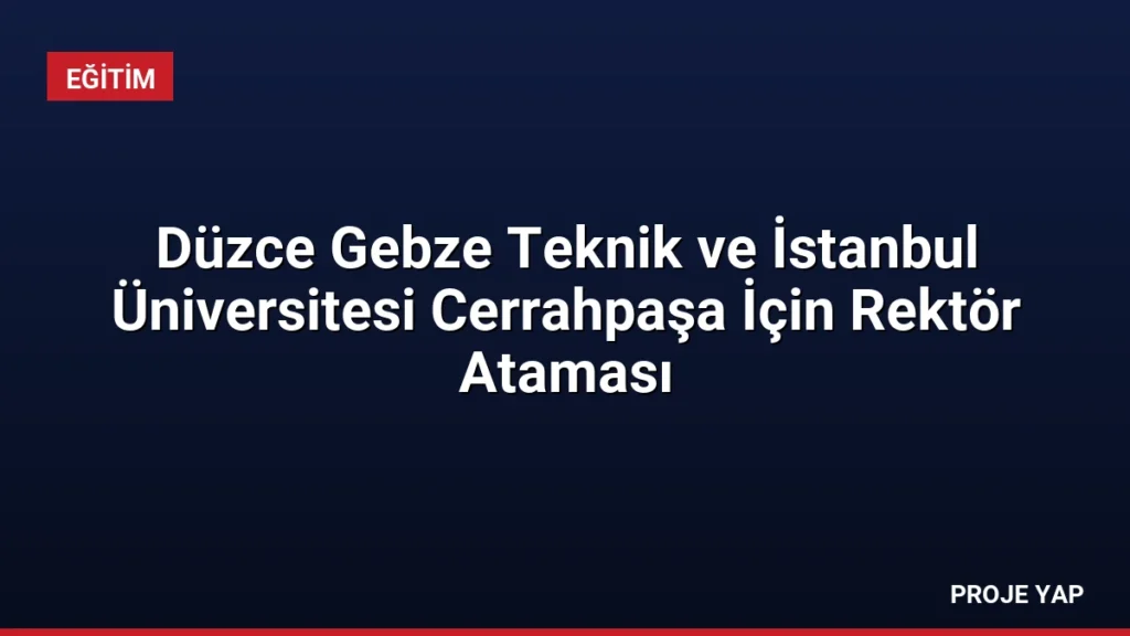 Düzce Gebze Teknik ve İstanbul Üniversitesi Cerrahpaşa İçin Rektör Ataması