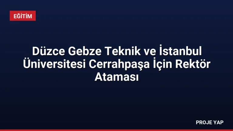 Düzce Gebze Teknik ve İstanbul Üniversitesi Cerrahpaşa İçin Rektör Ataması