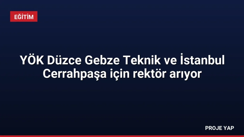YÖK Düzce Gebze Teknik ve İstanbul Cerrahpaşa için rektör arıyor