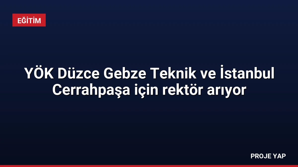 YÖK Düzce Gebze Teknik ve İstanbul Cerrahpaşa için rektör arıyor