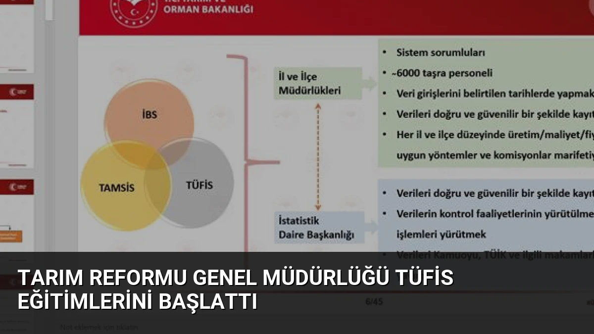 Tarım Reformu Genel Müdürlüğü TÜFİS eğitimlerini başlattı