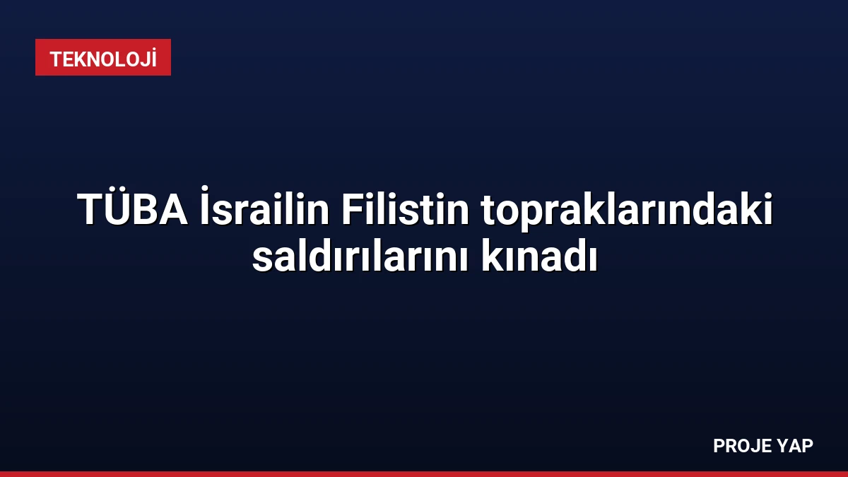 TÜBA İsrailin Filistin topraklarındaki saldırılarını kınadı