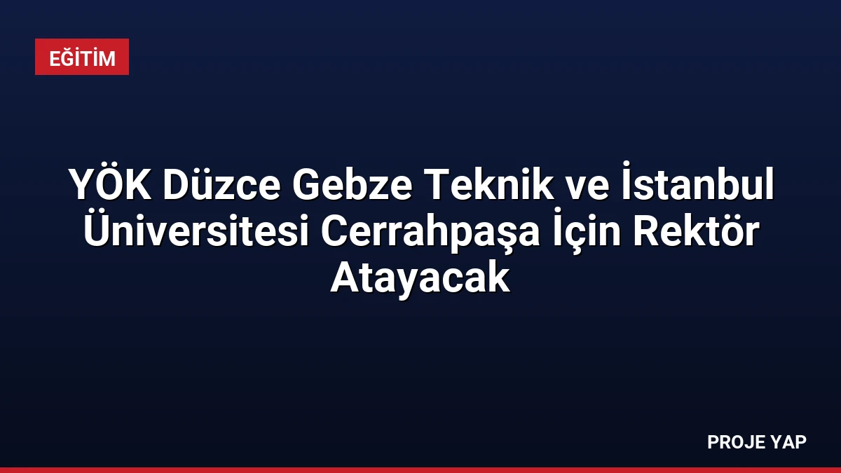 YÖK Düzce Gebze Teknik ve İstanbul Üniversitesi Cerrahpaşa İçin Rektör Atayacak