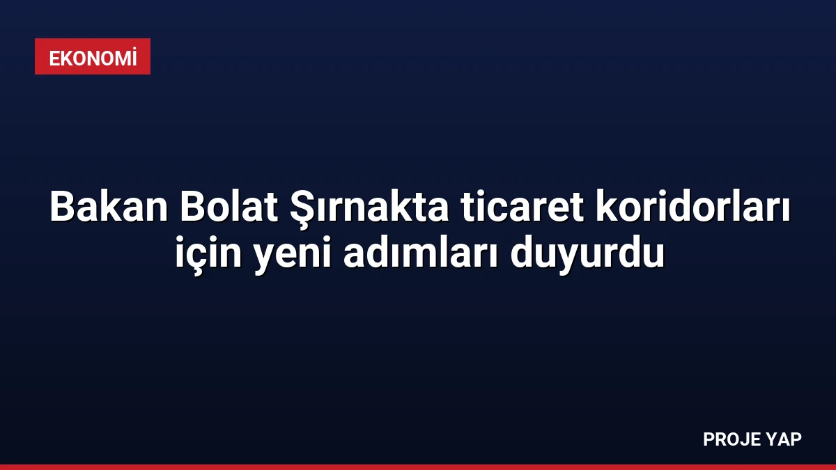 Bakan Bolat Şırnakta ticaret koridorları için yeni adımları duyurdu