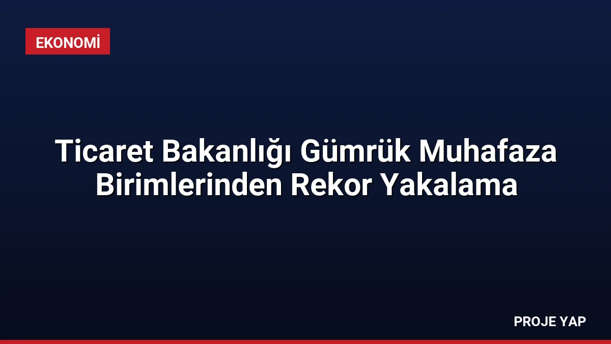Ticaret Bakanlığı Gümrük Muhafaza Birimlerinden Rekor Yakalama
