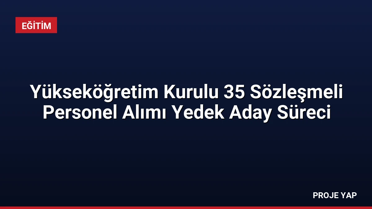 Yükseköğretim Kurulu 35 Sözleşmeli Personel Alımı Yedek Aday Süreci