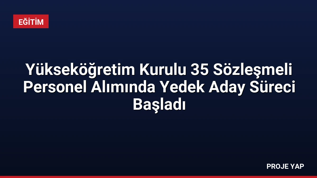 Yükseköğretim Kurulu 35 Sözleşmeli Personel Alımında Yedek Aday Süreci Başladı
