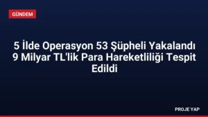 5 İlde Operasyon 53 Şüpheli Yakalandı 9 Milyar TL'lik Para Hareketliliği Tespit Edildi