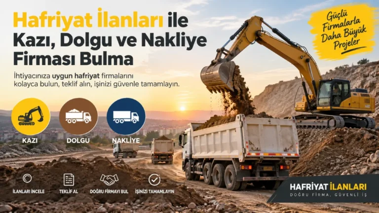 Hafriyat İlanları ile Kazı, Dolgu ve Nakliye Firması Bulma
