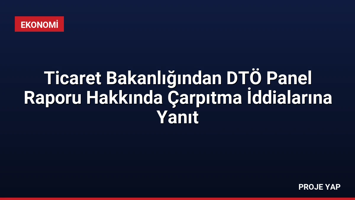 Ticaret Bakanlığından DTÖ Panel Raporu Hakkında Çarpıtma İddialarına Yanıt