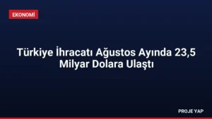 Türkiye İhracatı Ağustos Ayında 23,5 Milyar Dolara Ulaştı