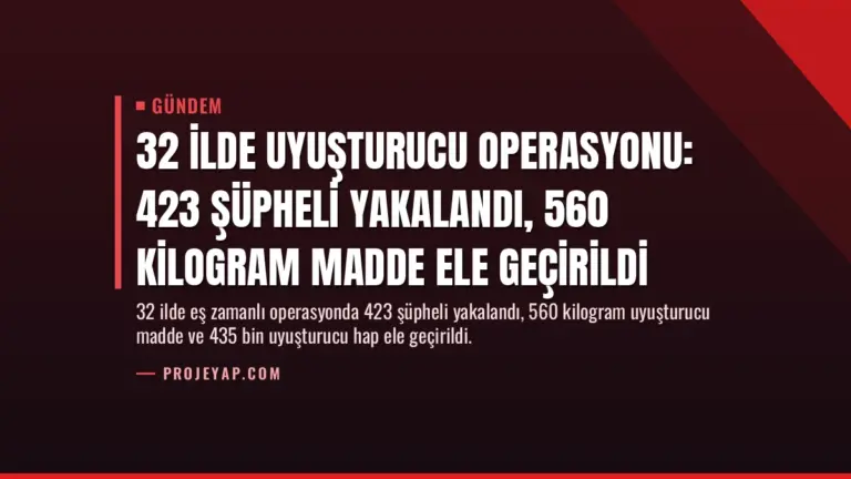 32 İlde Uyuşturucu Operasyonu: 423 Şüpheli Yakalandı, 560 Kilogram Madde Ele Geçirildi