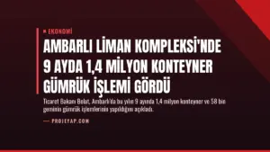 Ambarlı Liman Kompleksi'nde 9 Ayda 1,4 Milyon Konteyner Gümrük İşlemi Gördü