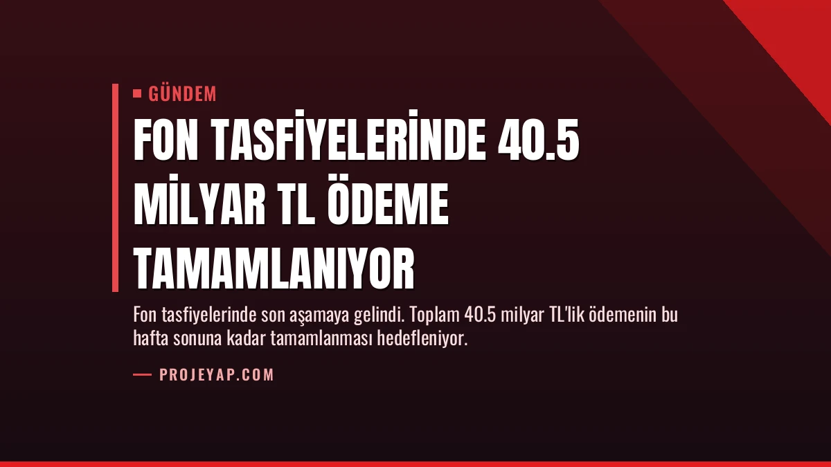 Fon Tasfiyelerinde 40.5 Milyar TL Ödeme Tamamlanıyor