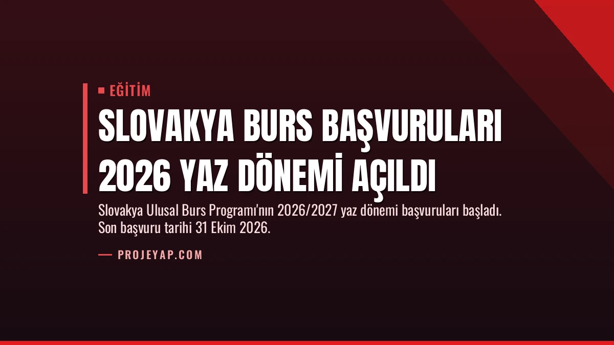 Slovakya Burs Başvuruları 2026 Yaz Dönemi Açıldı