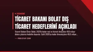Ticaret Bakanı Bolat Dış Ticaret Hedeflerini Açıkladı