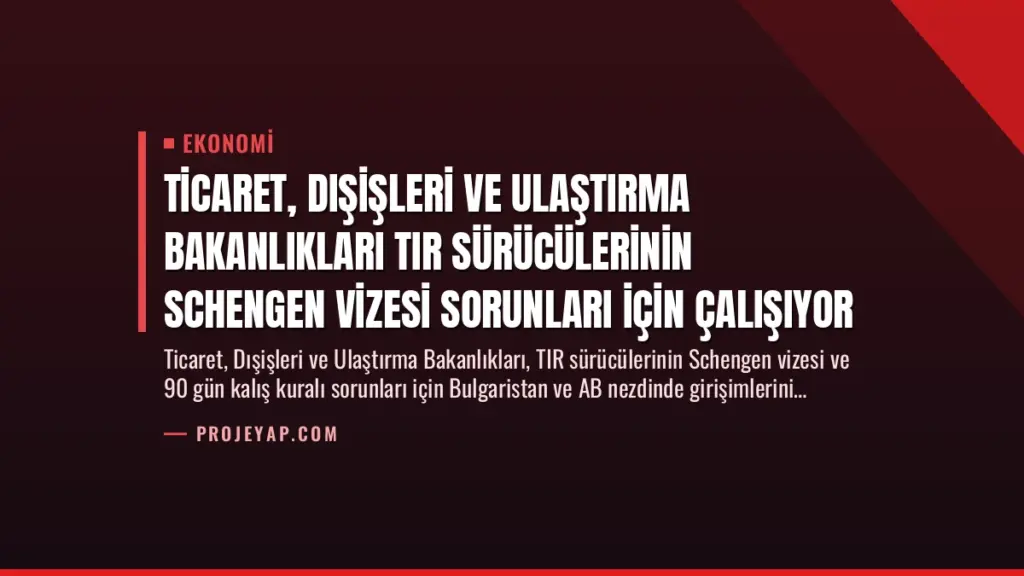 Ticaret, Dışişleri ve Ulaştırma Bakanlıkları TIR Sürücülerinin Schengen Vizesi Sorunları İçin Çalışıyor