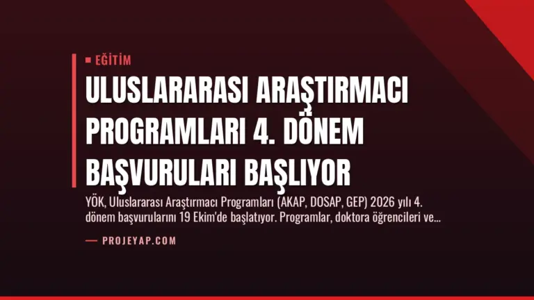 Uluslararası Araştırmacı Programları 4. Dönem Başvuruları Başlıyor